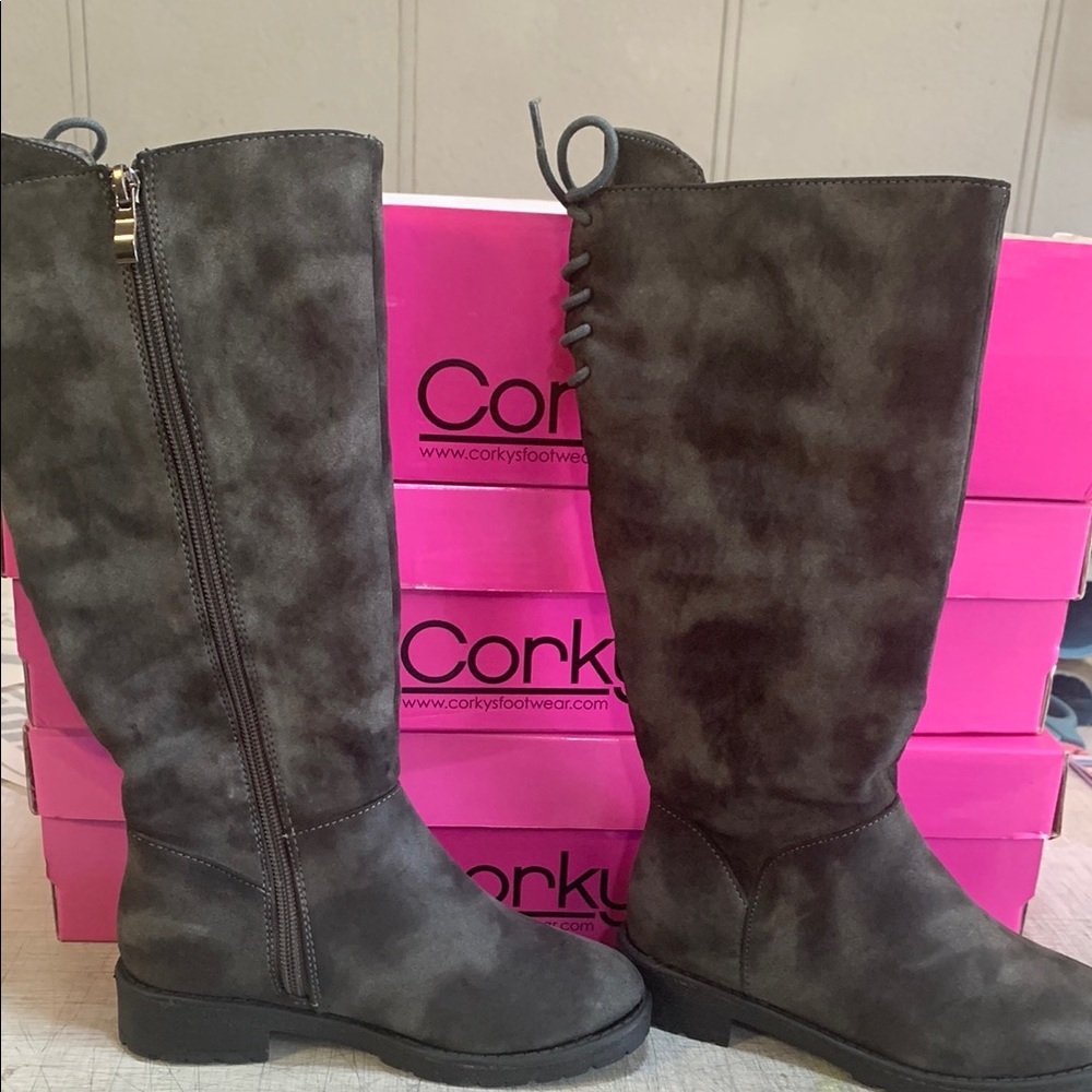 Corkys - little girls Gray Slouchy Suede Boots